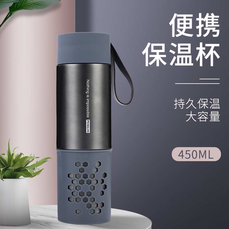 304 stainless steel portable car sling, large-capacity insulated cup, business outdoor men's and women's straight sports water bottle