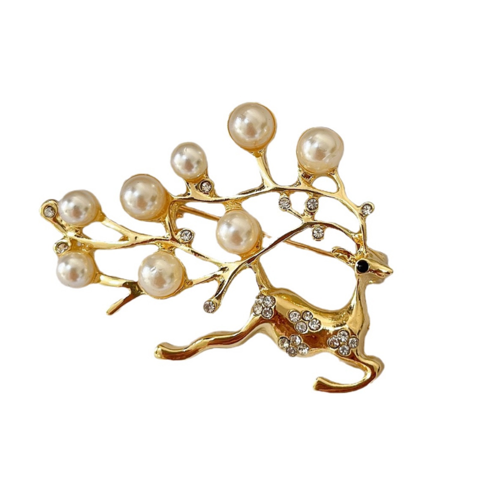 Pearl deer brooch, feminine charm, versatile suit, brooch, brooch, new Christmas fashion accessory, high-end accessory Item Picture