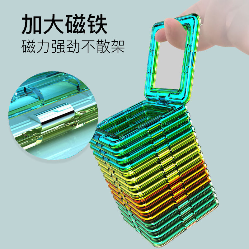 Factory direct supply of magnetic sheet building blocks, children's versatile lifting toys, early education and intelligence toys, loose sheet magnetic rods wholesale Specification image