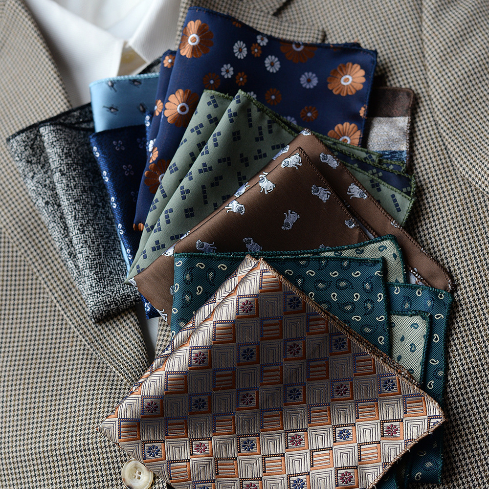 Cross-border new men's suit decoration pocket square, small square square, patterned formal dress chest square, silk scarf, groom's chest square, handkerchief