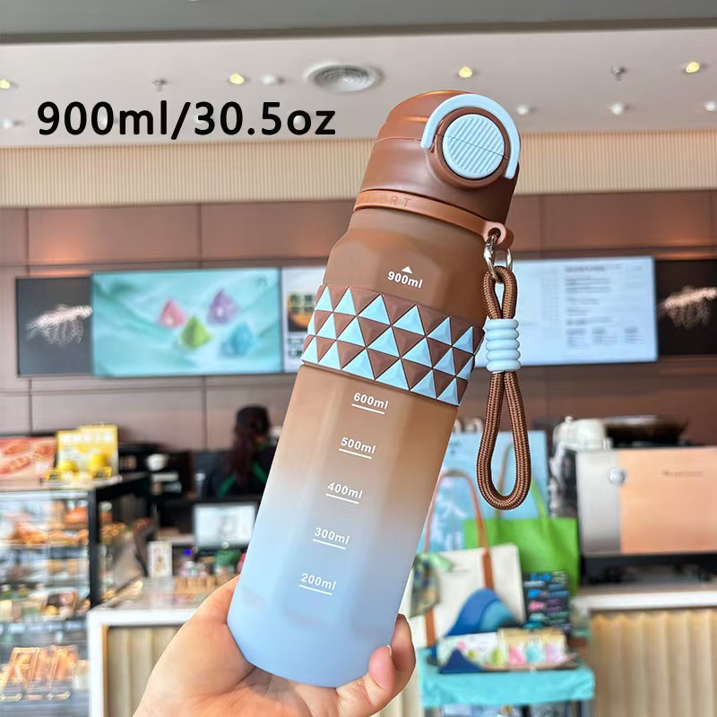 Bouncing lid plastic space cup, student outdoor fitness portable water cup, summer anti-scald, high appearance level gradient direct drinking cup Specification image