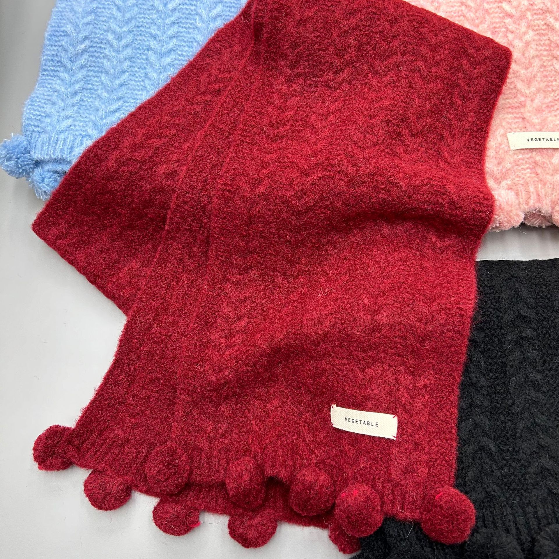Otoño invierno bufanda 2025 nuevo premium sense versátil caliente viento y frío color sólido hilo de punto bufanda chal details Picture