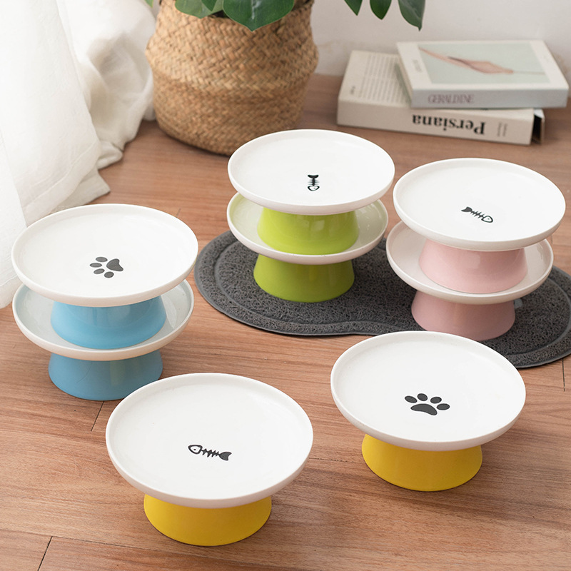 Cat food bowl, dog bowl, anti-knock cat food bowl, neck guard, pet drinking water bowl, tall cat food bowl Specification image