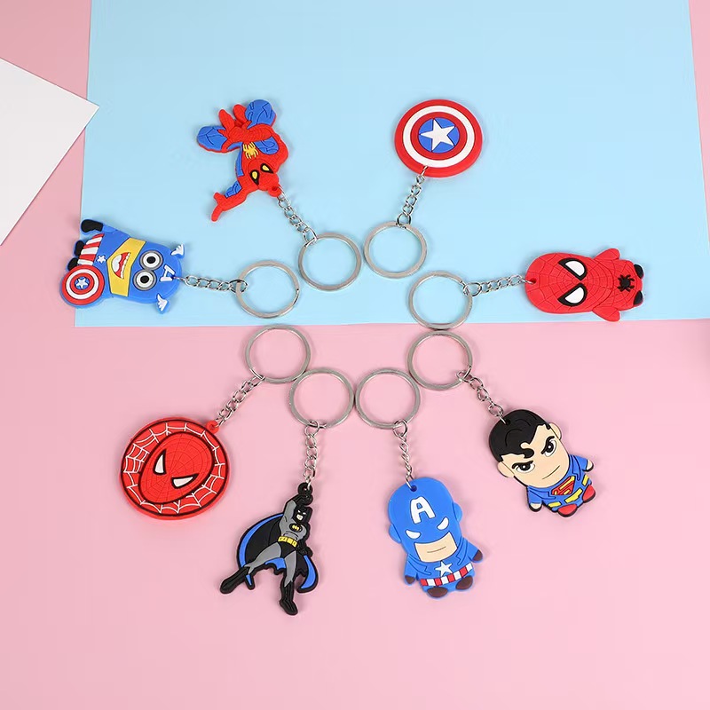 Cross-border PVC soft rubber Avengers keychains, steel Batman key chains, wholesale of small commodities for street vending details Picture