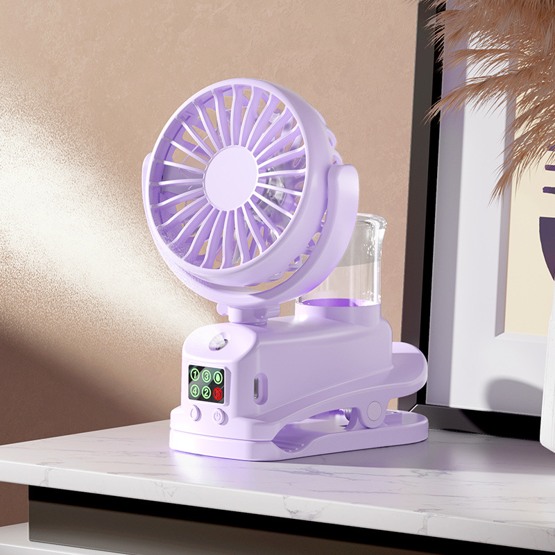 Clip desktop fan spray charging mini dormitory gift silent outdoor portable charging details Picture