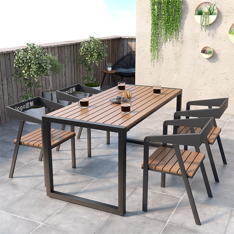 Star Anti-corrosion and sun protection outdoor table and chair, courtyard garden table and chair set, outdoor leisure park long table, open-air balcony table Specification image