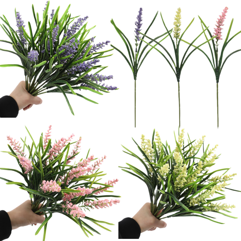 跨境热销仿真花泡沫薰衣草家居装饰插花摆件婚礼用花布置假花批发