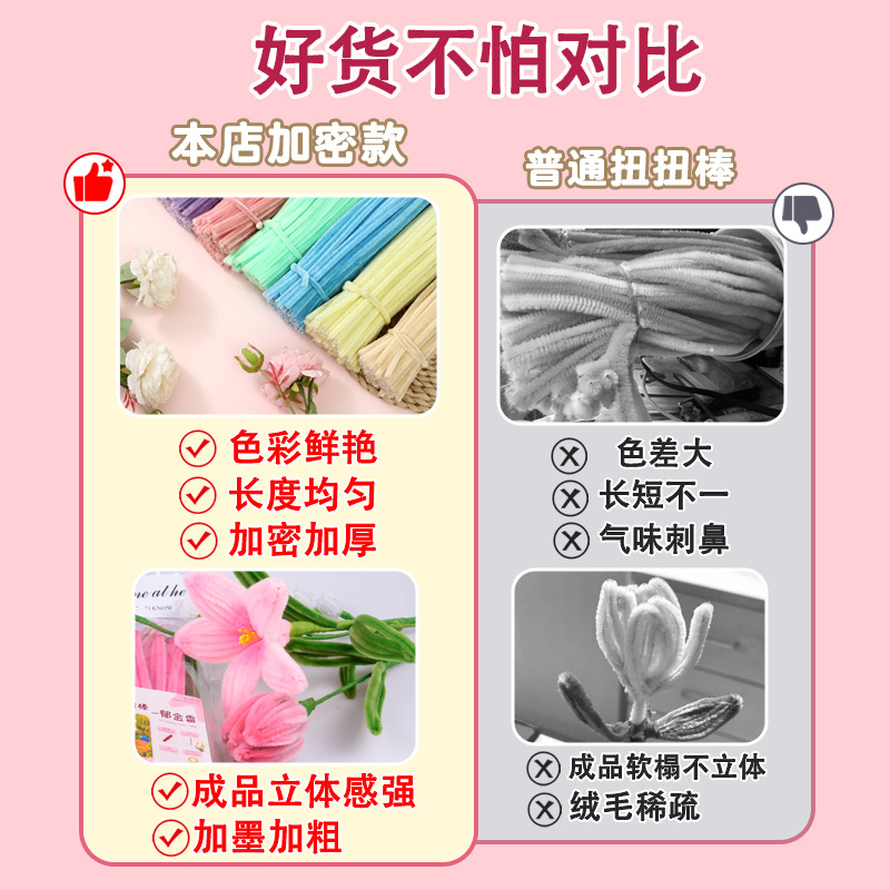 Creative diy Twisty stick bouquet Sunflower Tulip bouquet material package Children's educational toys encrypted wool strips Item Picture