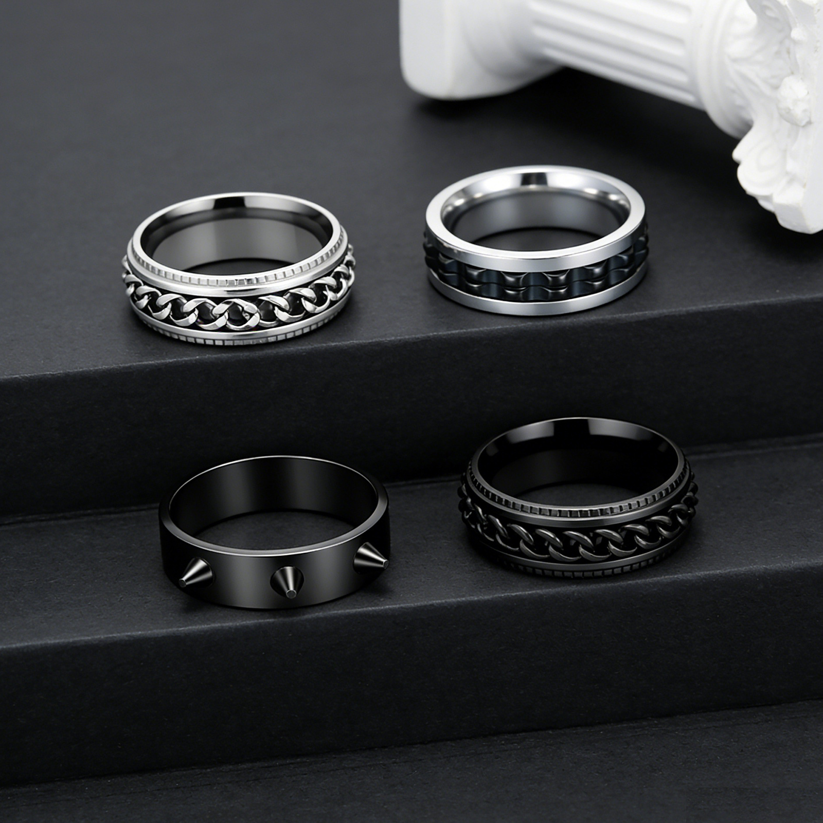 Cross-border Amazon best-selling stainless steel electroplated ring, unisex ring, rotating stress-relieving accessory, ring bracelet