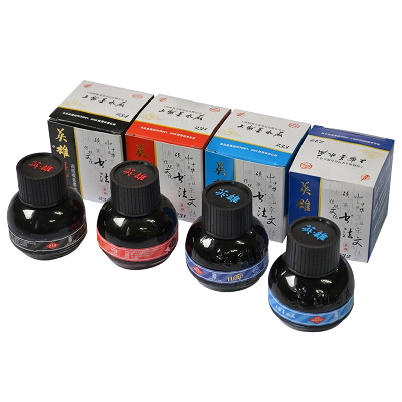 Hero 231A Red, 232A Blue and Black, 233A Blue, 234A Black Fountain Pen Carbon Ink 75ml, Blue and Black Office Ink