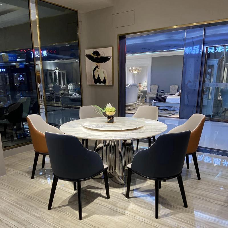 Star Factory wholesals Xiangxuemei natural marble dining tables, round Italian simple and light luxury luxury stone dining tables, household tables details Picture