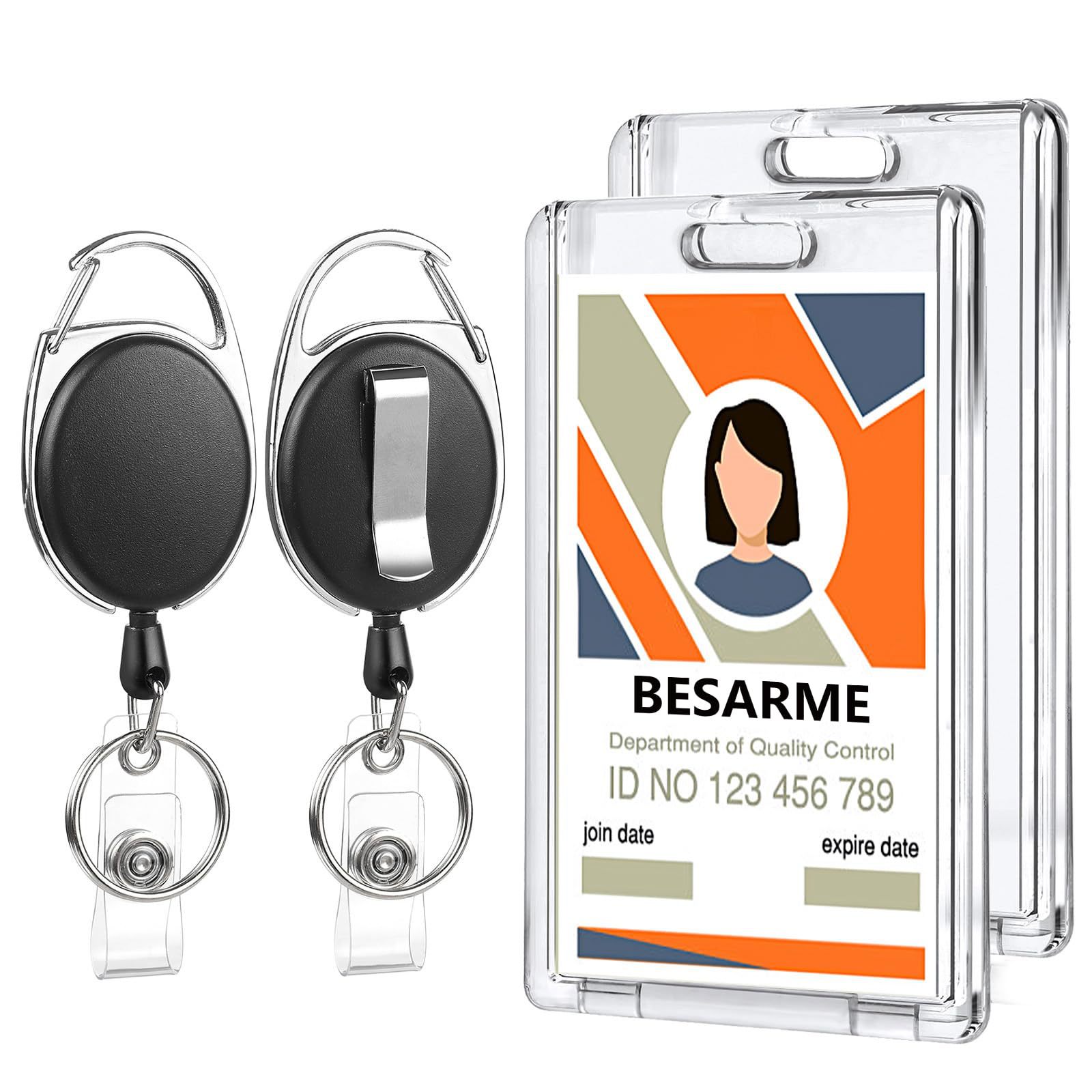 Jinwang transparent acrylic card holder, oval-shaped outdoor solid color easy-pull buckle, punched thumb push-close ID card holder