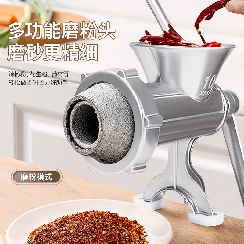 Multi-functional meat mincing and sausage stuffing machine, household hand-cranking small aluminum alloy sausage stuffing machine, sausage grinder, meat grinder details Picture