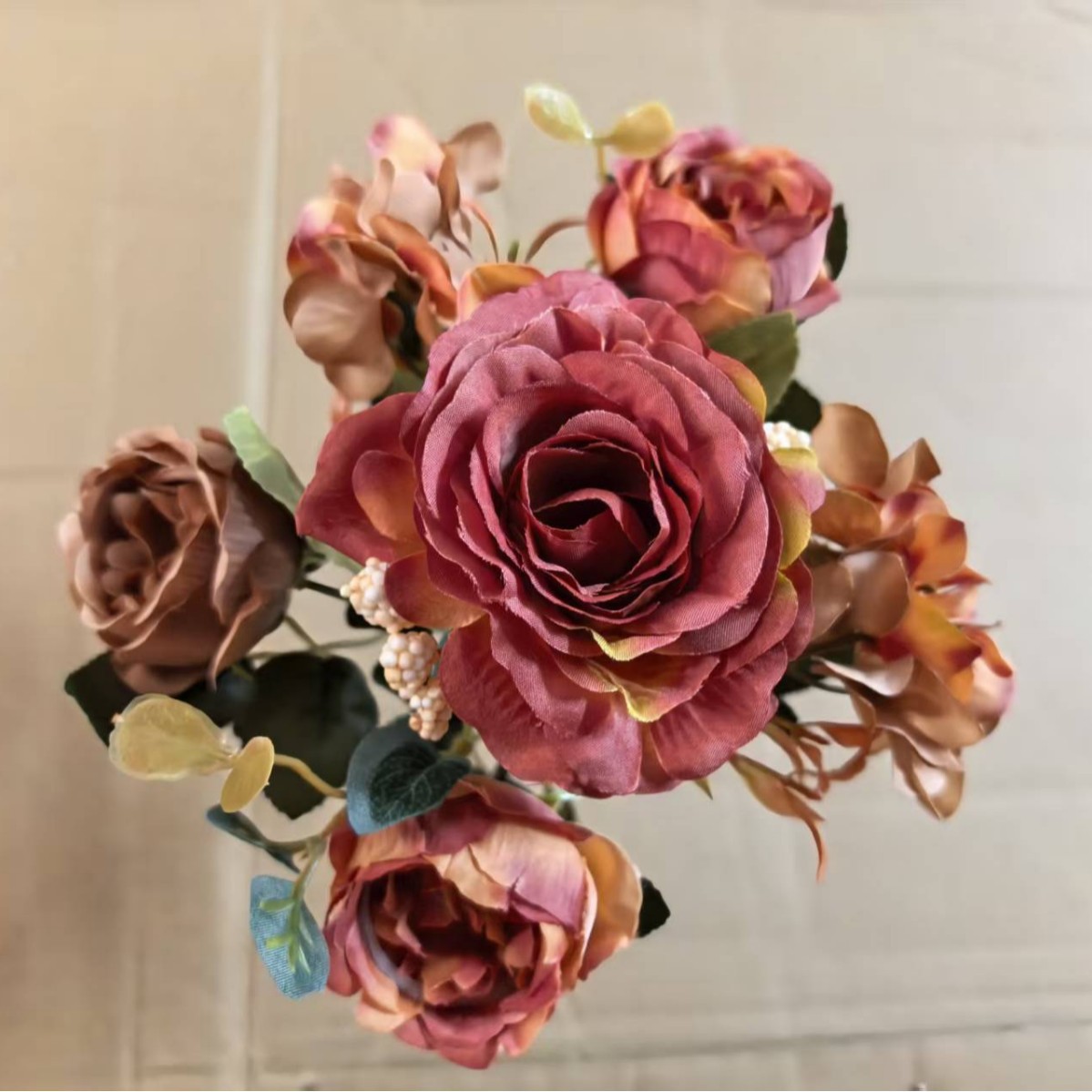 人造玫瑰花丝绸牡丹绣球花复古假花花束派对婚礼装饰节日家居装饰