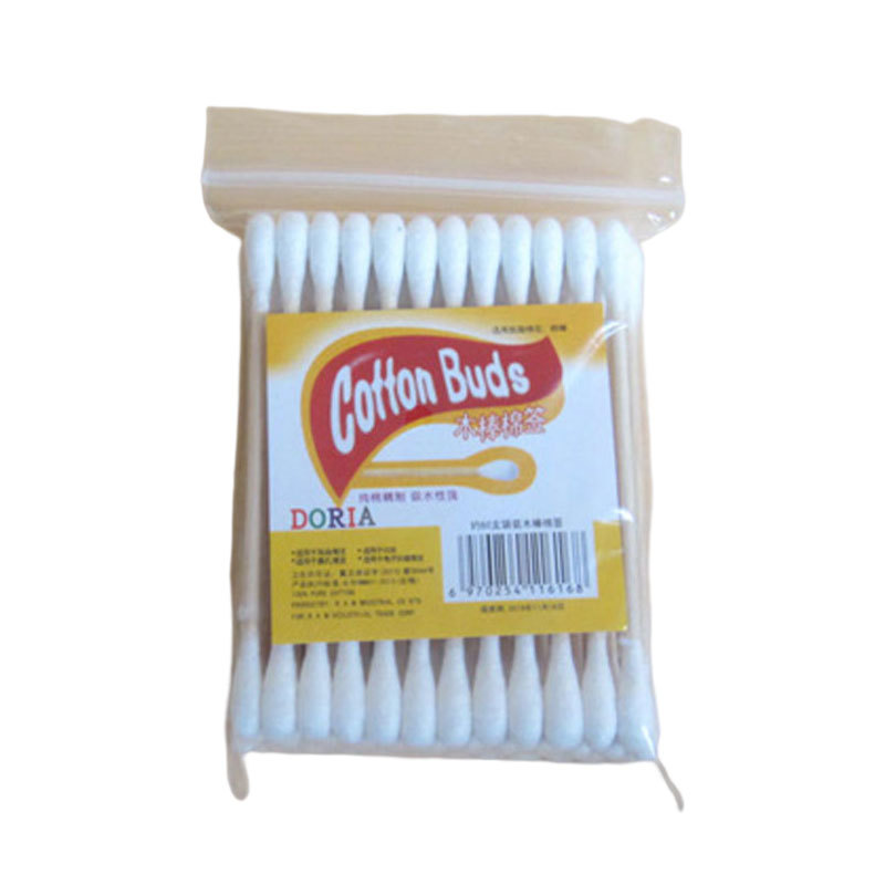 50 pieces per pack, 720 bags per box, disposable wooden sticks, double-headed cotton swabs, ear cleaning, makeup removal, cleaning and hygiene cotton swabs Item Picture