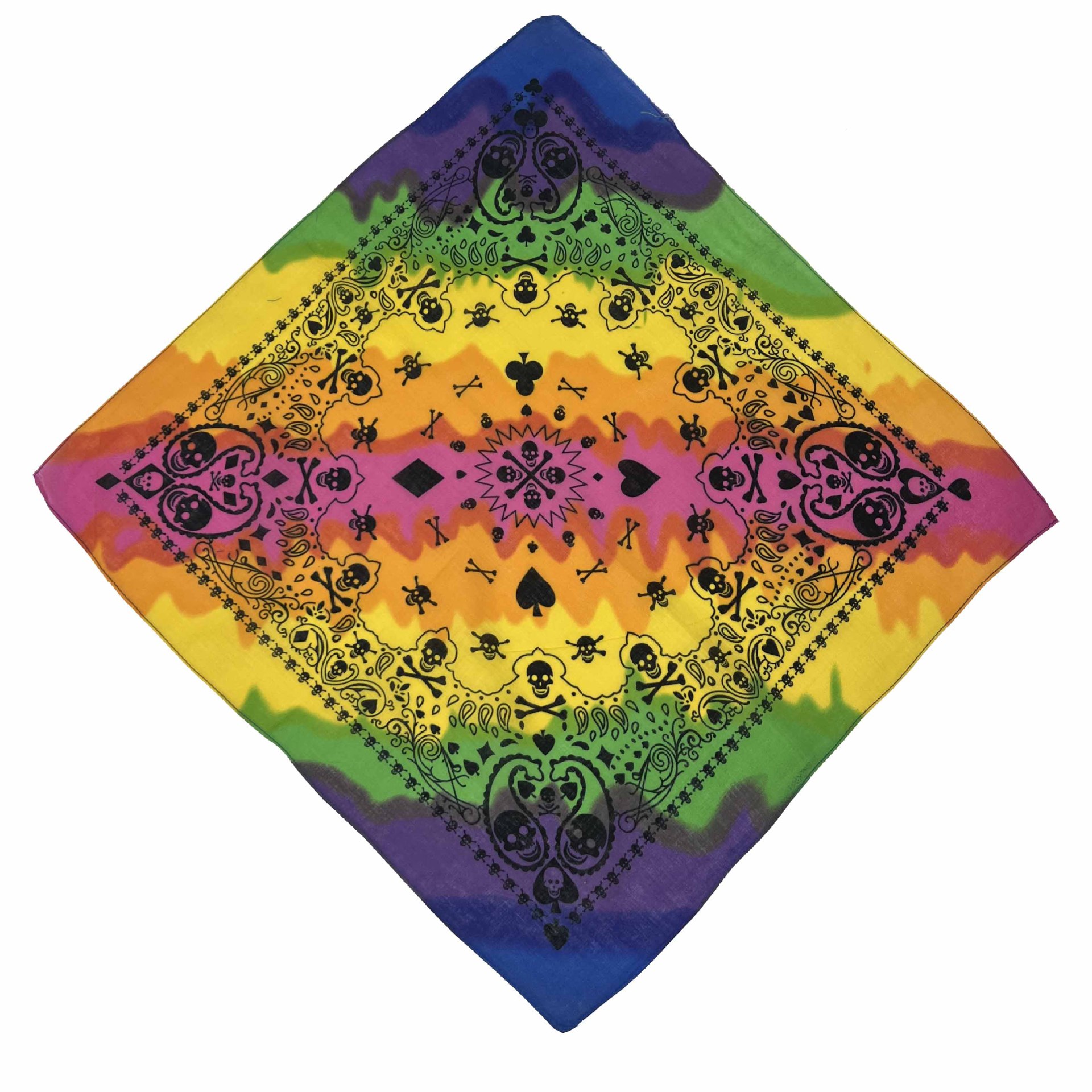 Cross-border pure cotton headscarf, hiphop, hip-hop street dance, popular small square scarf, flame skull head, big ghost head in stock Item Picture