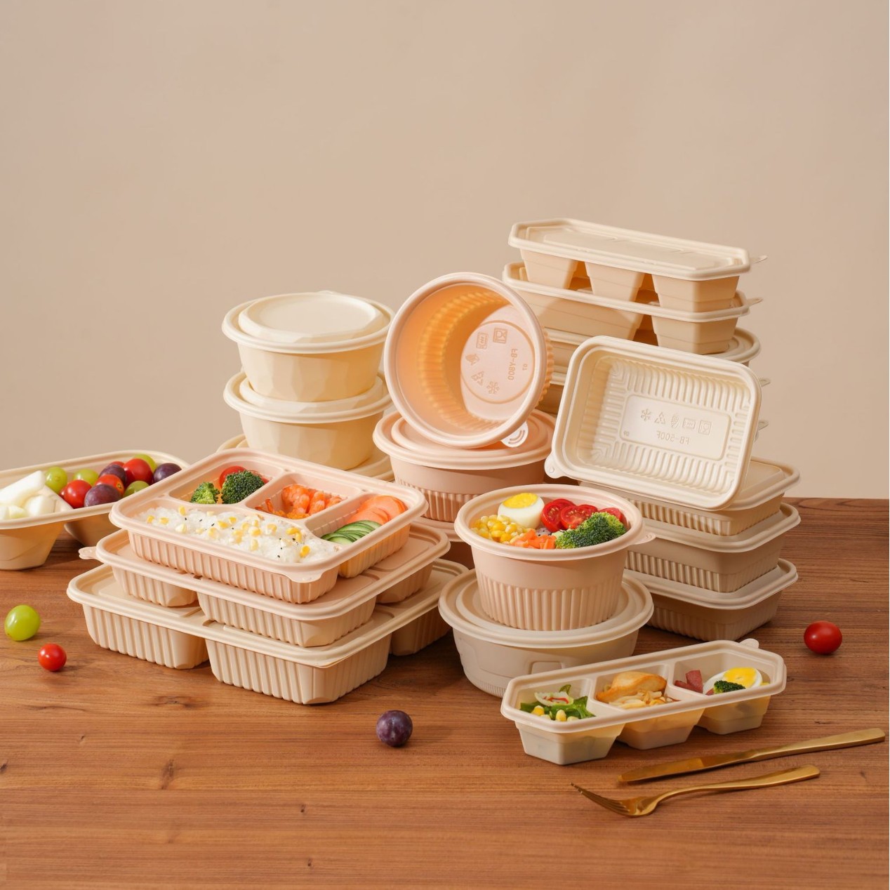 Corn starch disposable lunch box, degradable packing box, takeout lunch box, vermicelli, noodle soup bowl, covered square box Specification image