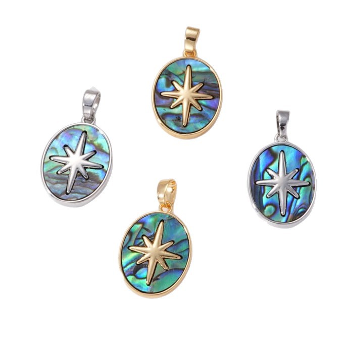18k abalone shell jewelry connection buckle accessory, triangular round butterfly heart five-pointed star bracelet necklace accessory Item Picture