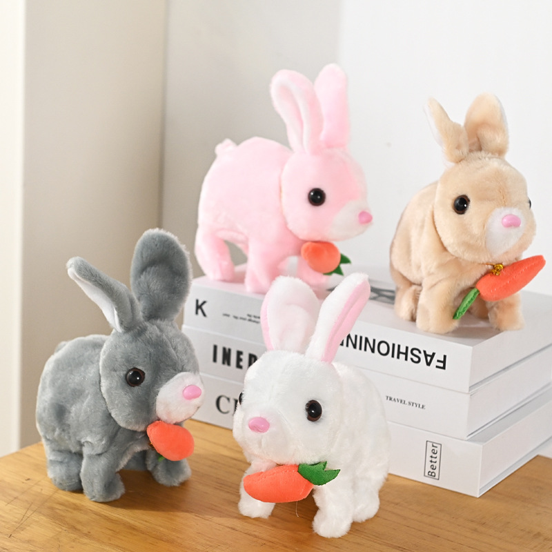Peluche eléctrica conejo blanco simulación mascota rábano conejo correrá y llamará a los niños pasar el juguete de la niña de la casa para mascotas details Picture