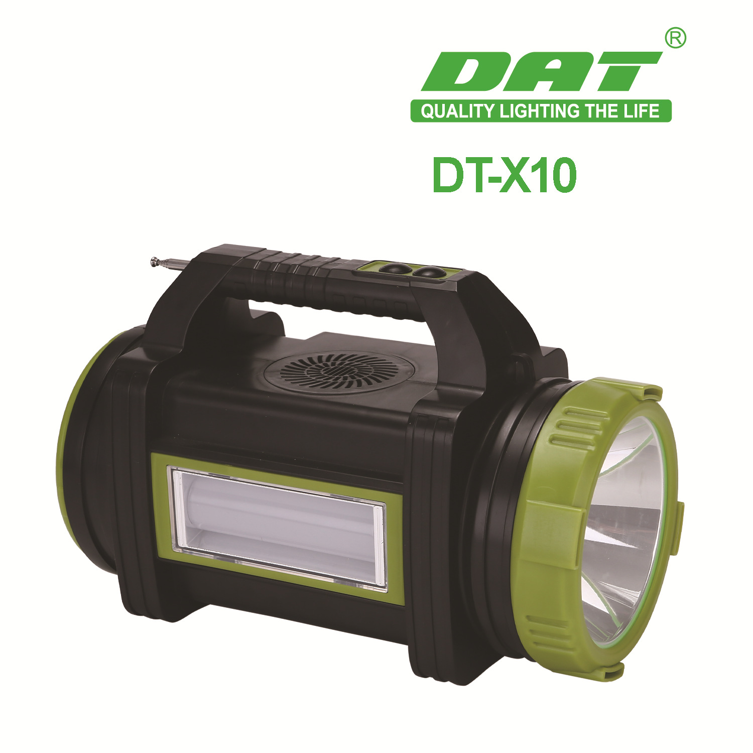 DT-X10太阳能照明小系统便携式带风扇蓝牙功能探照应急50W大功率产品图
