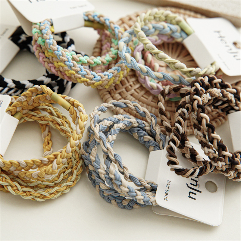 The new candy-colored braided hair tie and ponytail hair tie from Santai are cute, highly elastic and durable rubber band hair band headwear Application Scenario