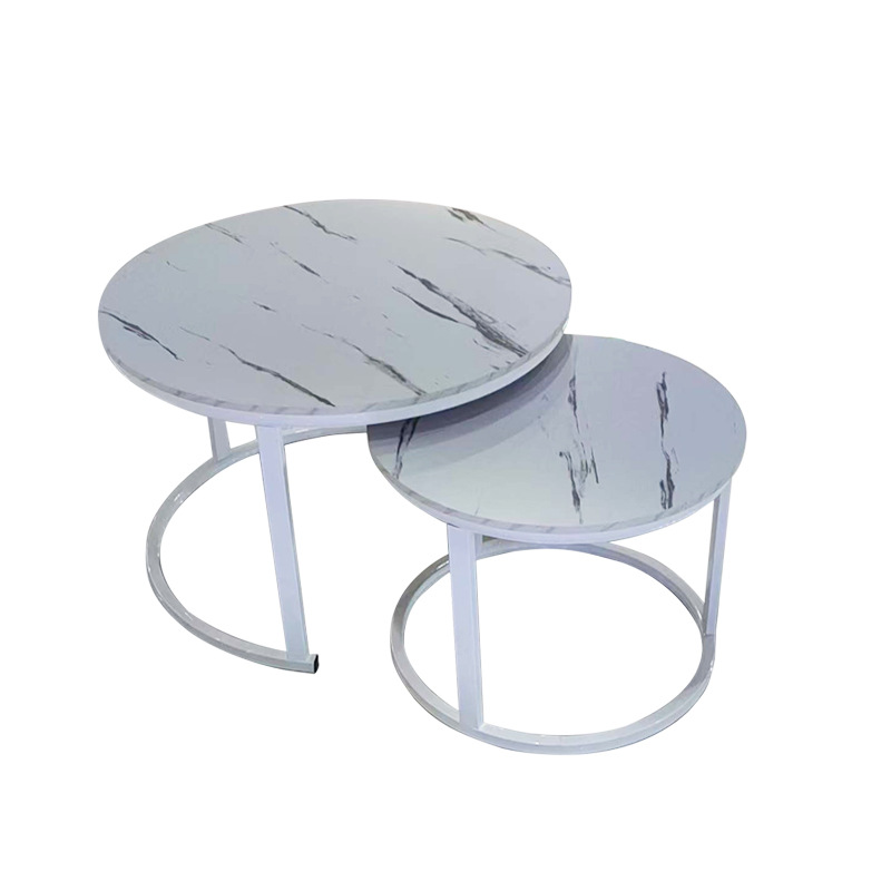 A light luxury minimalist coffee table with a round table for small-sized apartments. A creative rock plate round coffee table set for the living room Item Picture