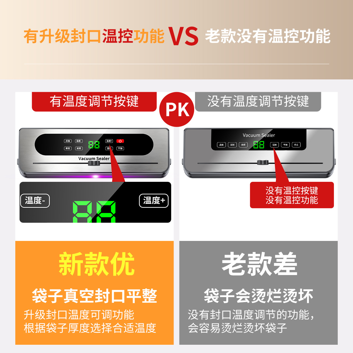 Cross-border true charging vacuum sealing machine, household packaging plastic sealing machine, food preservation confidential sealing plastic sealing machine, packaging machine details Picture