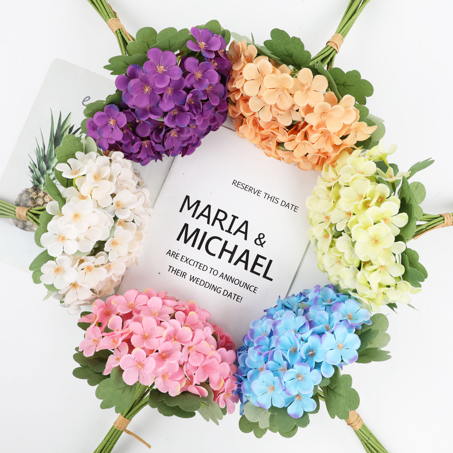 仿真花DIY发饰配件/假花/5朵塑膠花/仿真花/假花批发产品图