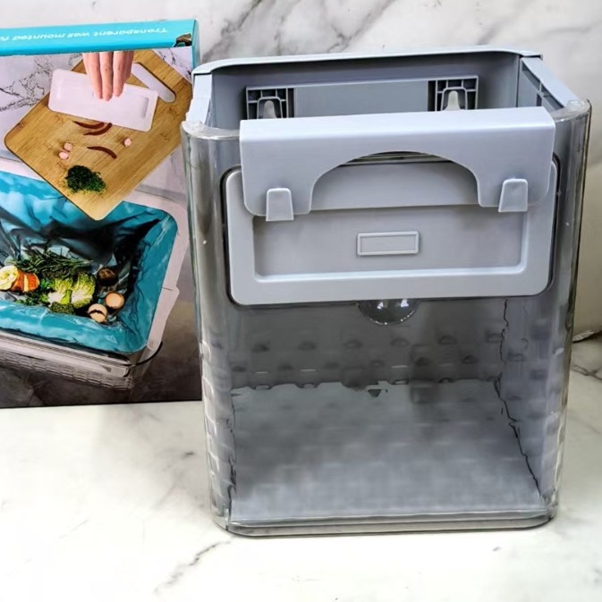 Household folding wall-mounted kitchen trash can, plastic seamless tape for kitchen waste, cabinet gap storage, bathroom garbage details Picture