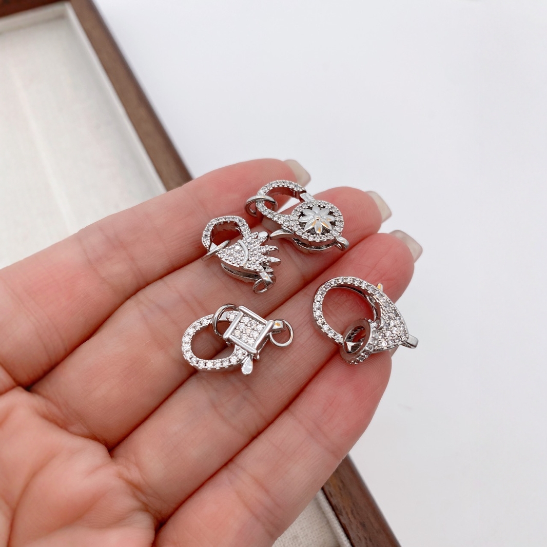 18K color-preserving copper plated with real gold, micro-inlaid lobster necklace buckle, clothing buckle, DIY micro-inlaid jewelry accessories Specification drawing