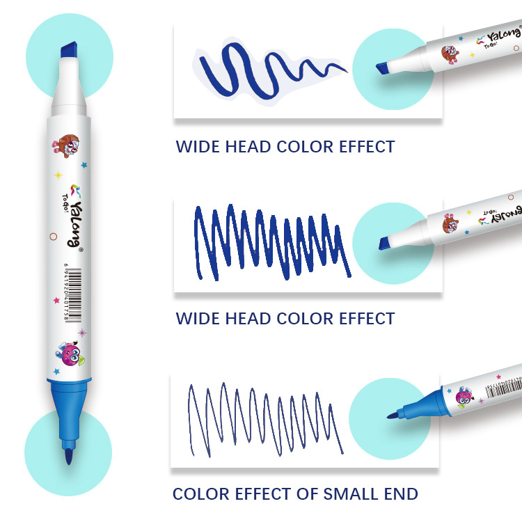 24-color, fragrant, washable marker pen triangular bucket smooth water flow double-pointed artistic marker pen set details Picture