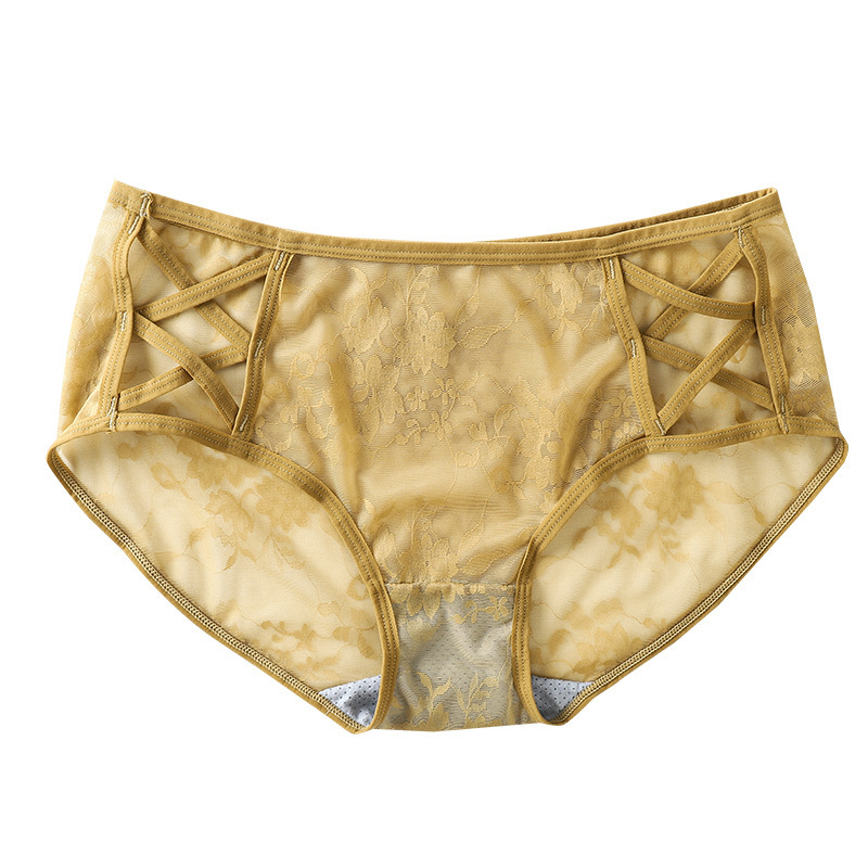 Best-selling women's lace underwear: Breathable, comfortable, hip-hugging, thin straps, cross cutout, high elasticity, high waist, large size 7364# Item Picture