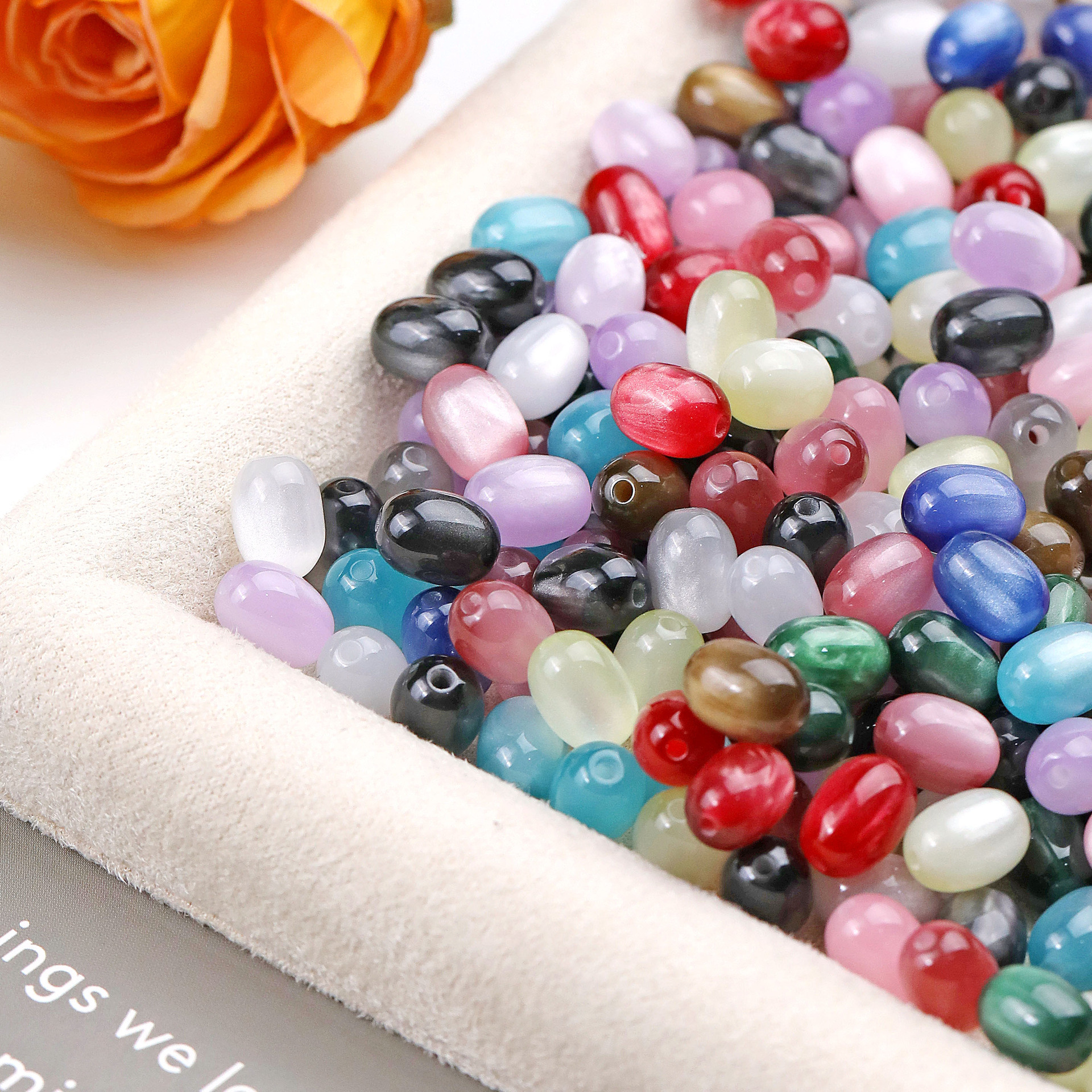8x11mm imitación ojo de gato cuentas de arroz cuentas de dátiles oval cuentas de resina DIY pulsera mano cadena cuentas adornos accesorios material Specification image