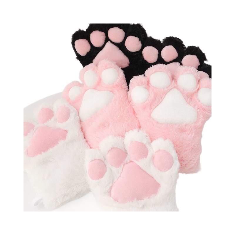 New cat paw cospiay glove yarn doll, cute and adorable plush paw winter warm gloves Item Picture