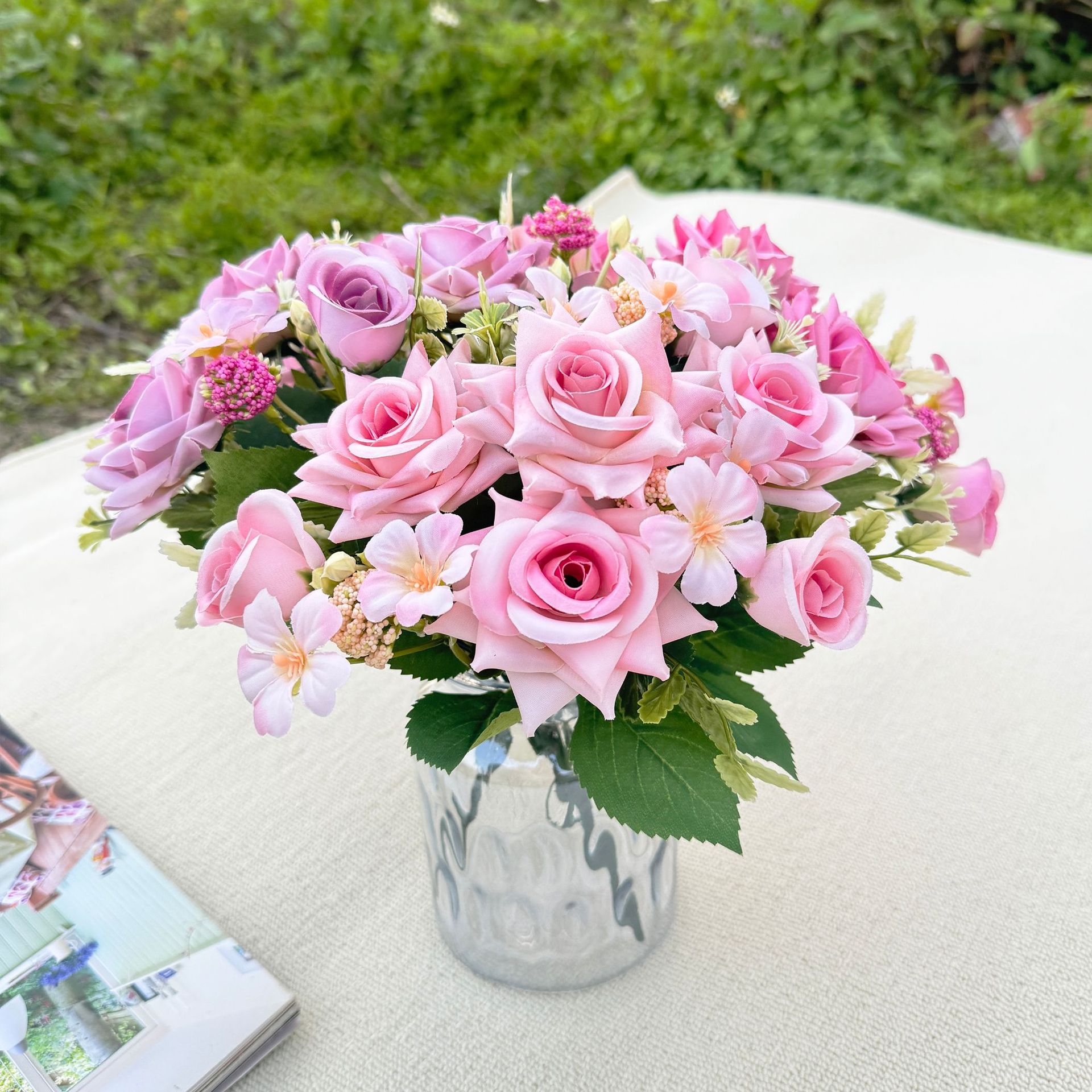 仿真花DIY发饰配件/仿真花/5朵塑膠花/假花/假花批发产品图