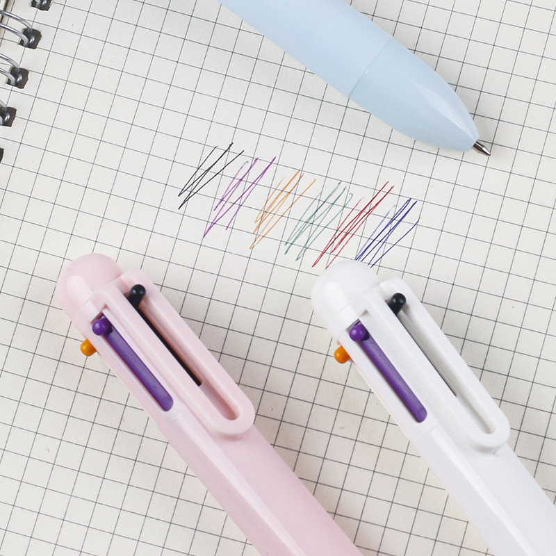 Creative Macaron 6-color press ballpoint pen multi-color integrated student writing 6-color girlish heart colorful planner pen Application Scenario