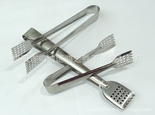 【 Low Price Wholesale 】 Stainless Steel Large Square Perforated Food tongs, bread tongs and barbecue tongs manufacturer details Picture