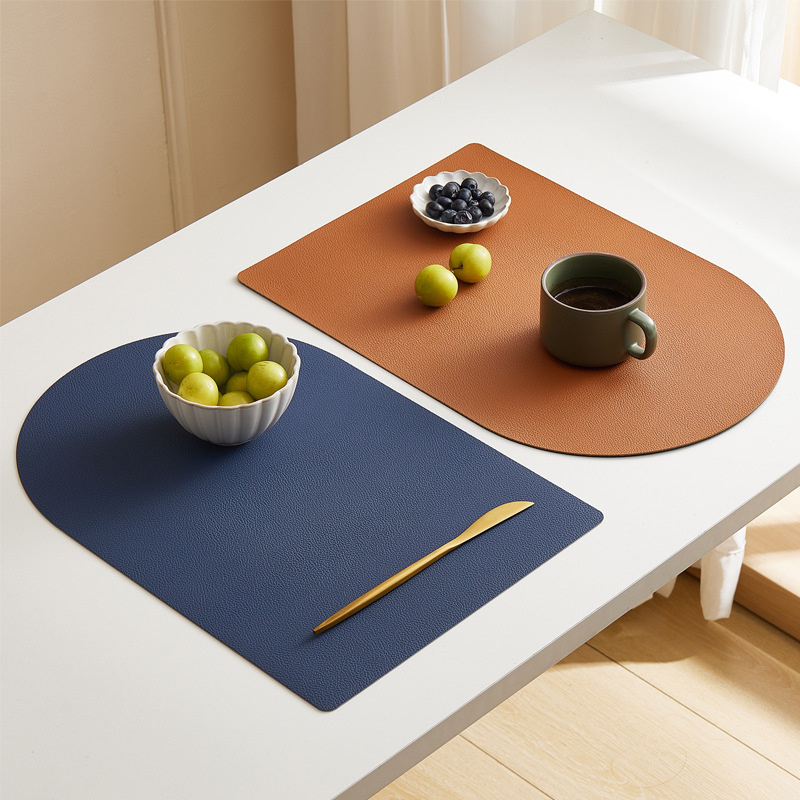 北欧餐厅装饰茶杯垫防水隔热垫防烫不规则面包形皮革餐垫隔热餐具