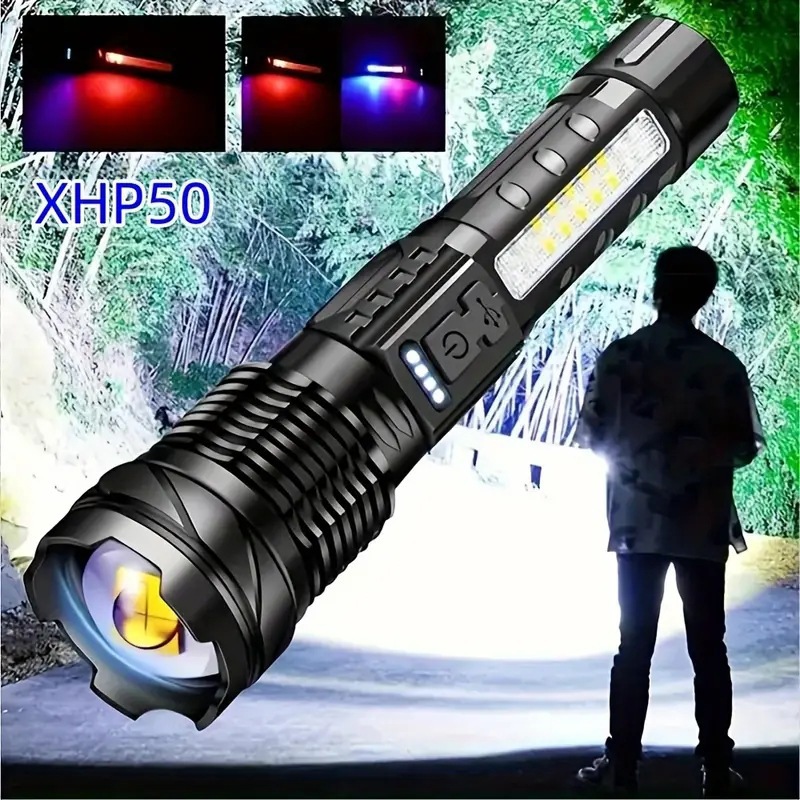 Cross-border multi-functional white laser charging flashlight, outdoor led zoom p50, strong lighting flashlight, portable mini Application Scenario