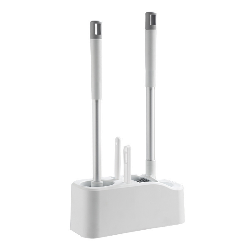 Four-piece toilet brush set, toilet brush, brush holder, wall-mounted household bathroom, hard-to-reach cleaning, washroom Item Picture