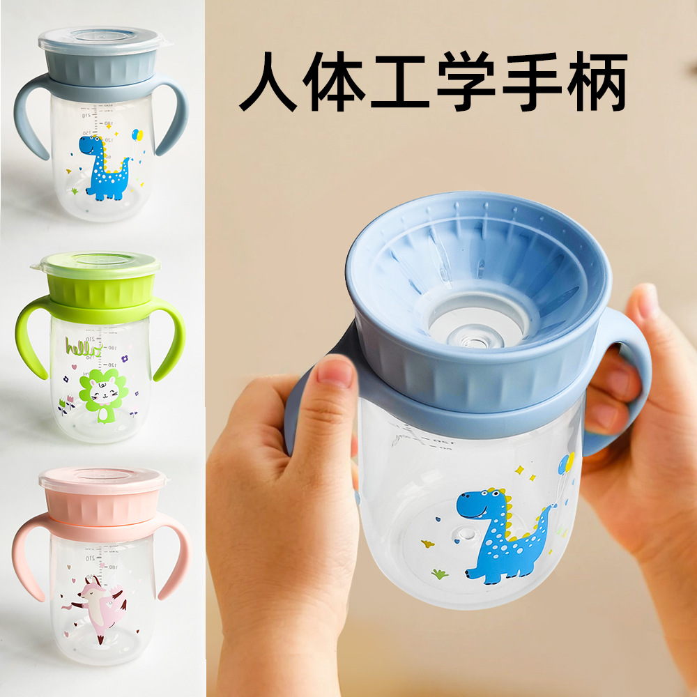 儿童PP吸管杯带防漏盖便携饮水杯宝宝学饮杯产品图