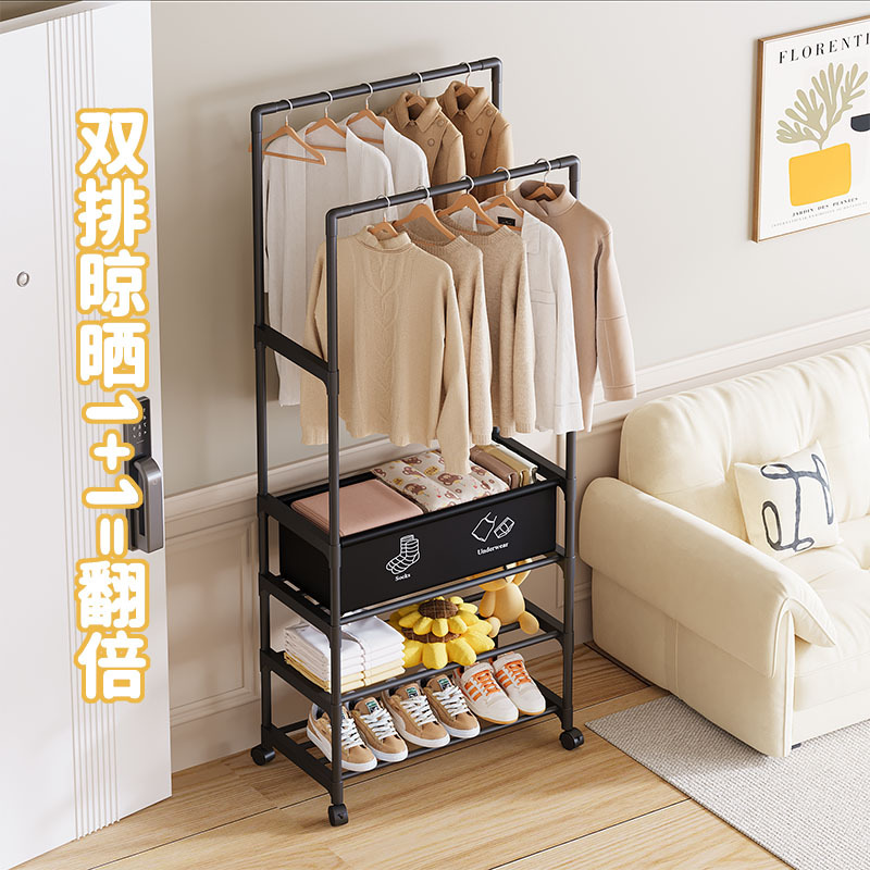 Home indoor clothes drying rack, floor-standing bedroom, stainless steel ceiling, no need for drilling, telescopic rod, free shipping for hanging clothes Specification image