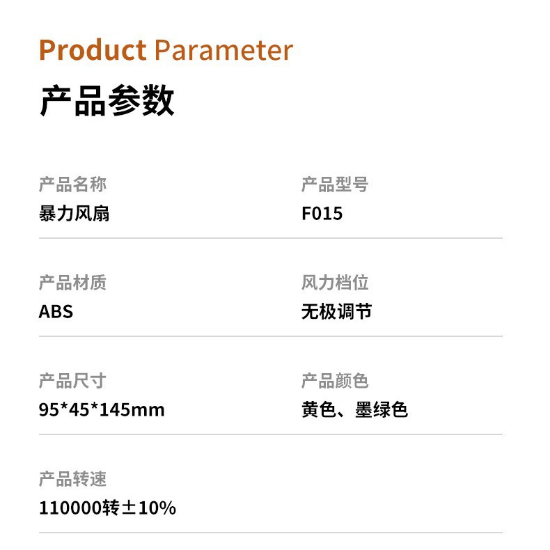 Cross-border new outdoor handheld fan, camping USB infinite violent fan, brushless motor mini turbine fan Specification image