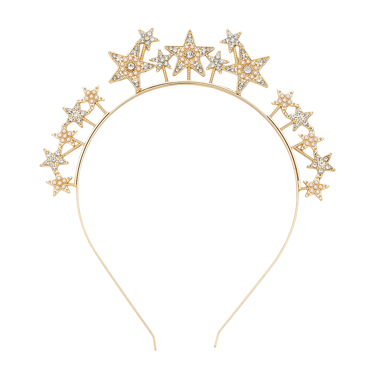 European and American party zinc alloy water diamond star headband, diamond five-pointed star, festival celebration hair accessory, crown fashionable headwear Item Picture