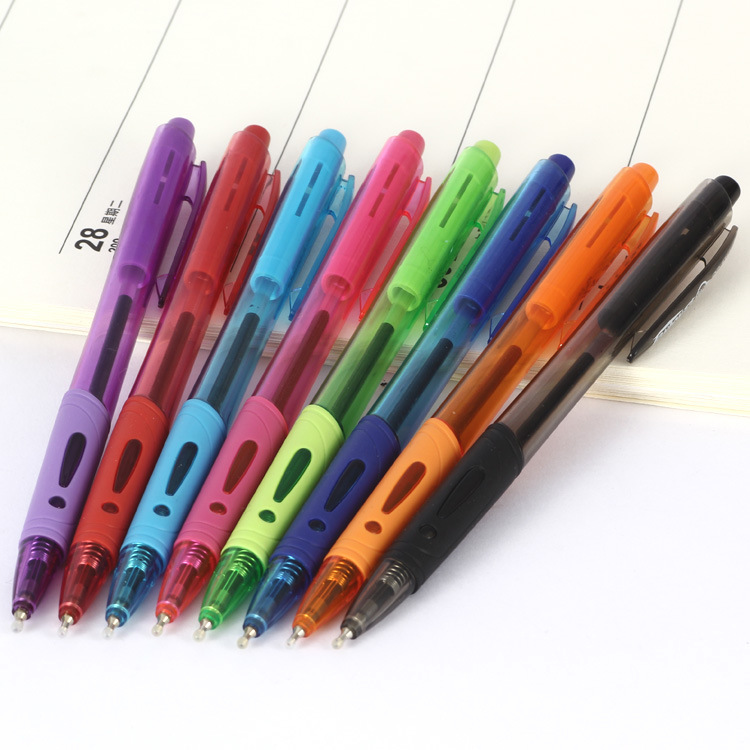 Exclamation mark color 10-color medium oil pen, 0.38MM, multiple medium oil pens, 5755 transparent rod medium oil pen details Picture