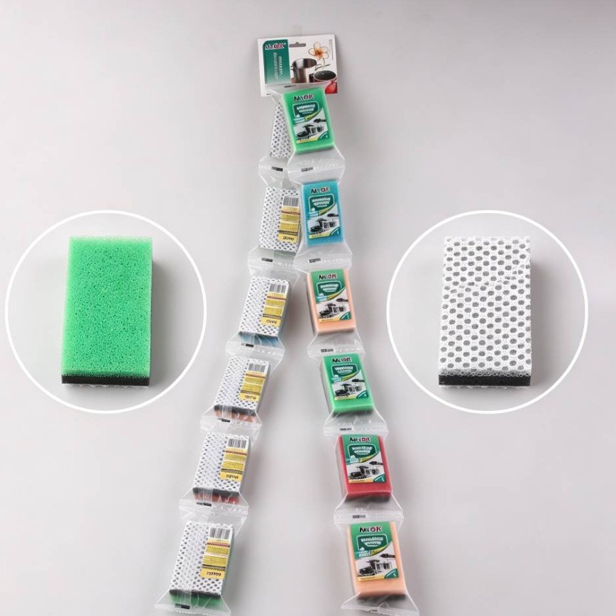 Mr.OK factory direct supply sponge scouring pads, double-sided cleaning sponges, kitchen cleaning sponges, dishwashing sponges, pot scrubbing sponges