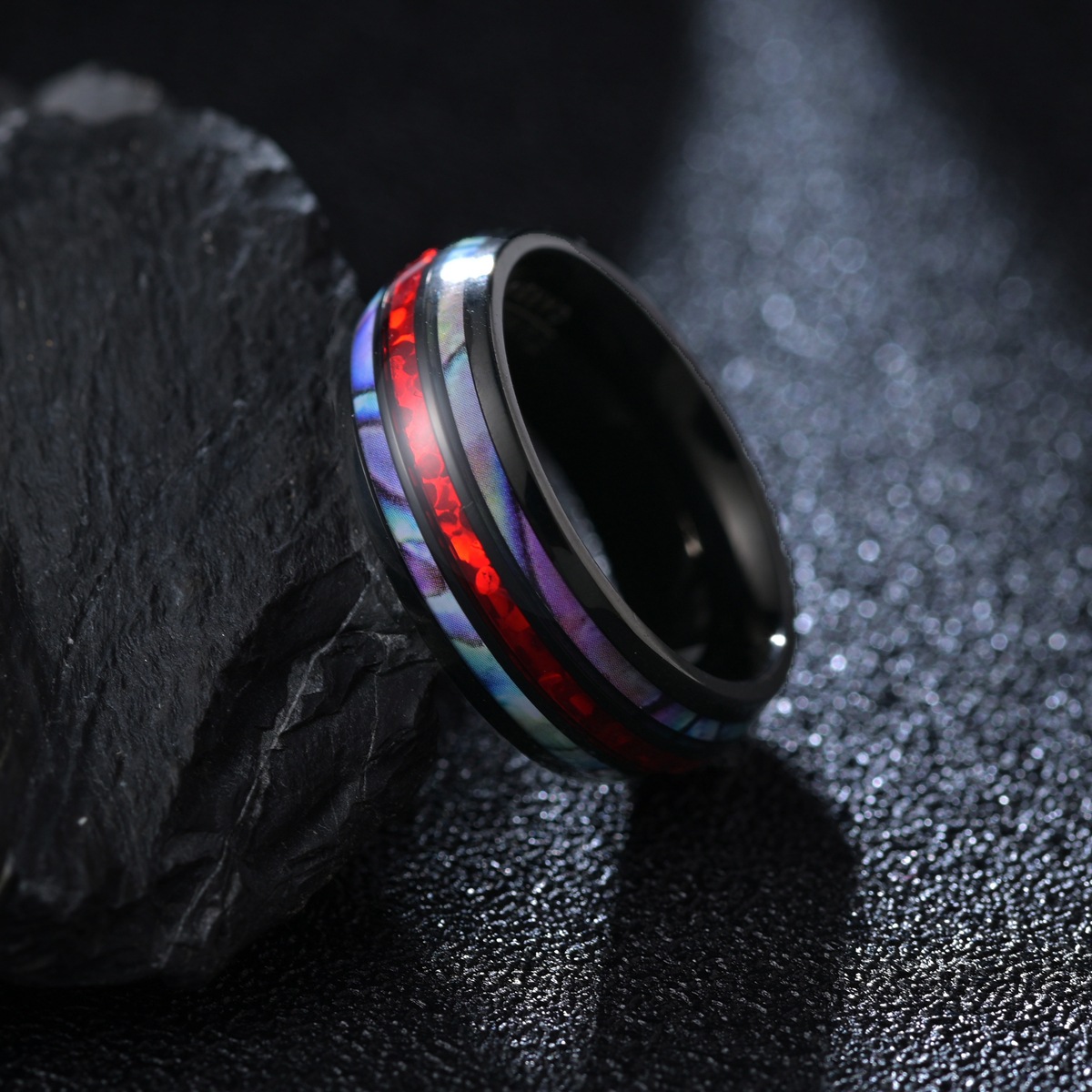 Cross-border Amazon hot-selling shell titanium steel jewelry, imitation Aubao men's titanium steel ring factory jewelry wholesale details Picture