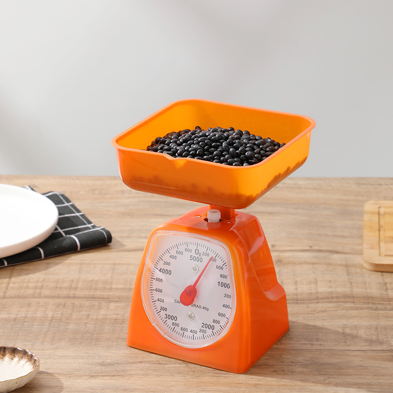Mechanical small square kitchen spring food scale, household scale, plastic dial scale, fruit tray scale, household pointer spring scale