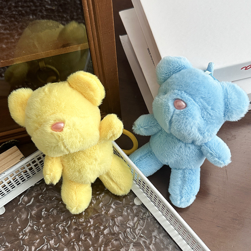 Cute candy-colored eyeless bear figurines, keychains, small pendants, backpack decorations, plush toys, claw machines, dolls Specification image