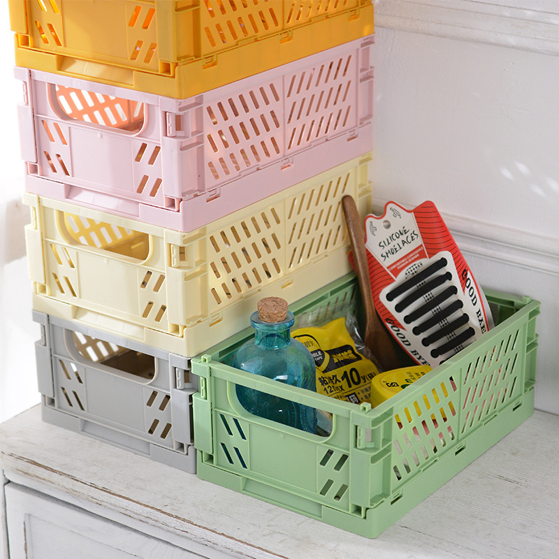 Large folding plastic storage box, student desktop organization, planner tape, stationery folding basketball basket, storage basket manufacturer